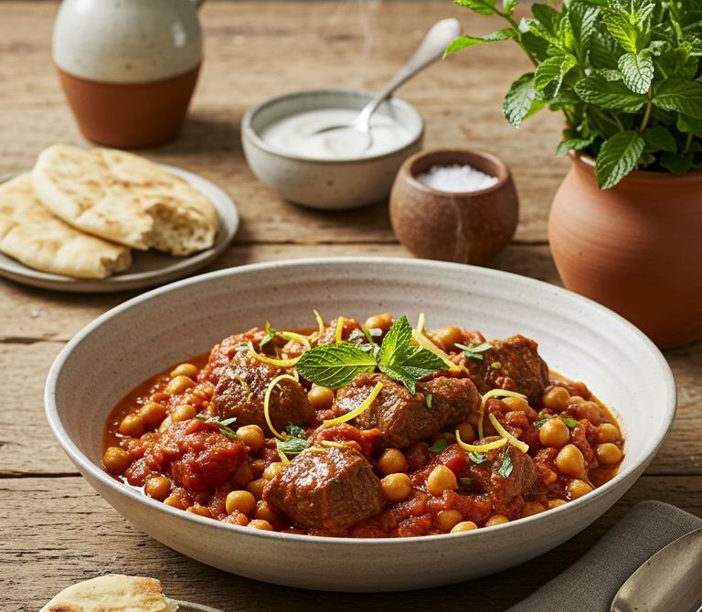 Rustic Lamb and Chickpea Stew with Lemon and Mint
