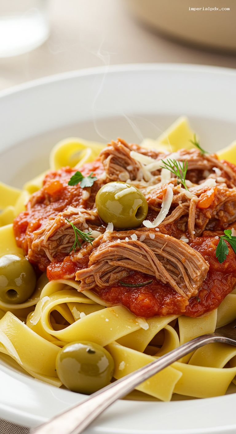 Rustic Lamb Ragu with Fennel and Olives – Closeup