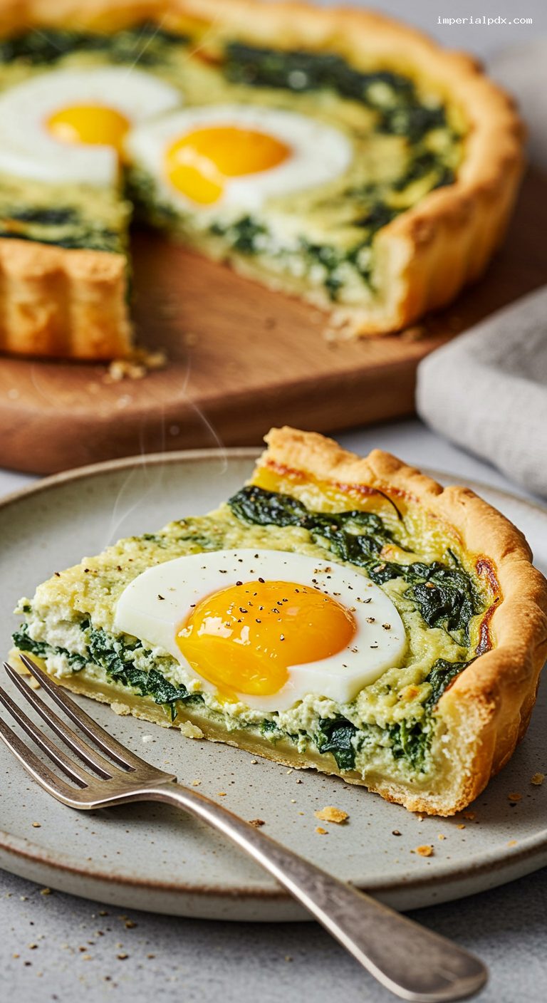 Rustic Pascualina Spinach and Ricotta Pie – Closeup