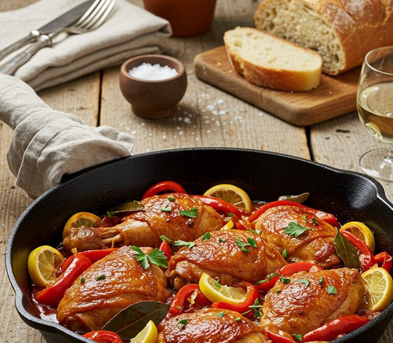 Rustic Pollo al Disco with White Wine and Paprika