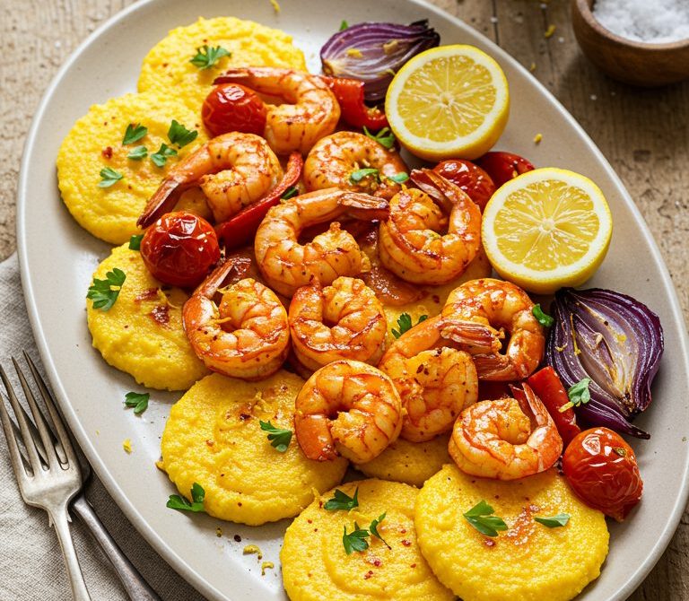 Sheet-Pan Smoky Paprika Shrimp with Crispy Polenta