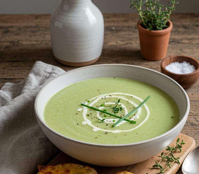 Silky Leek and Potato Soup with Cheddar Toasts