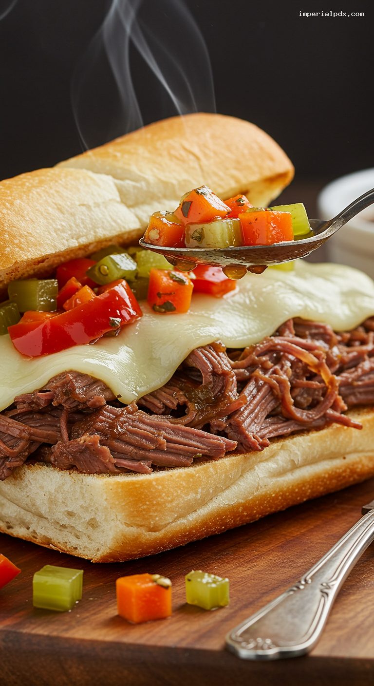 Slow Cooker Balsamic Italian Beef Sandwiches – Closeup