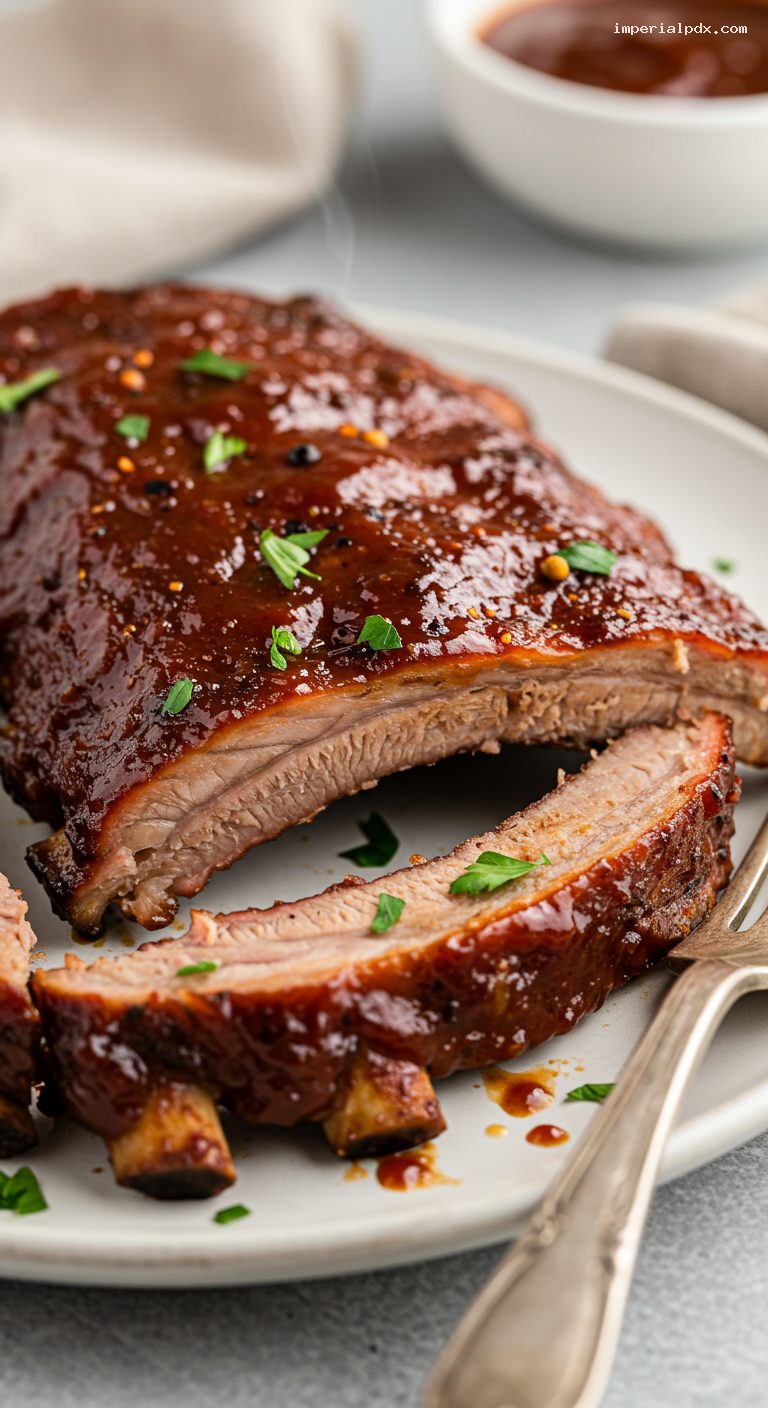 Slow Cooker BBQ Baby Back Ribs – Closeup