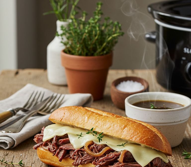 Slow Cooker Beef French Dip with Au Jus