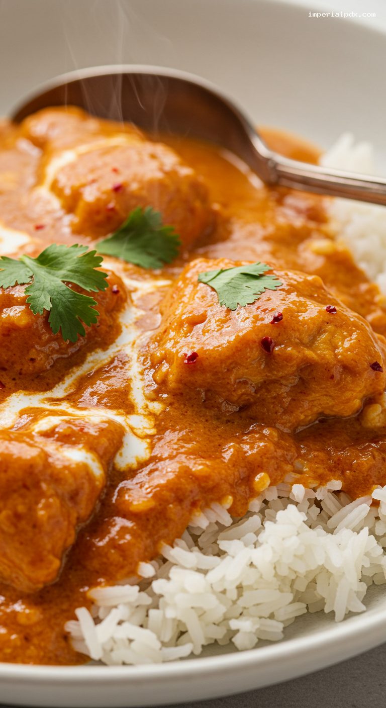 Slow Cooker Butter Chicken with Creamy Tomato Sauce – Closeup