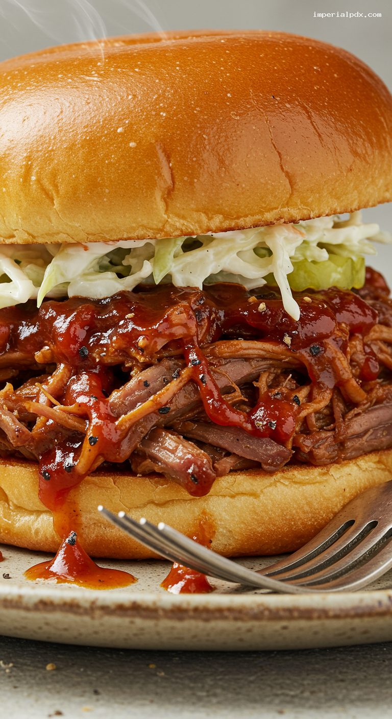 Slow Cooker Classic BBQ Pulled Pork – Closeup