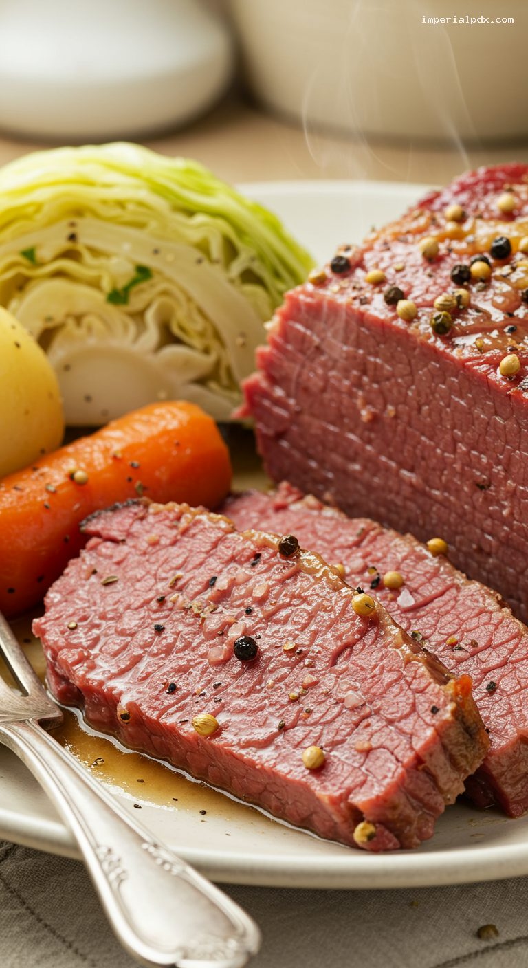 Slow Cooker Corned Beef and Cabbage – Closeup