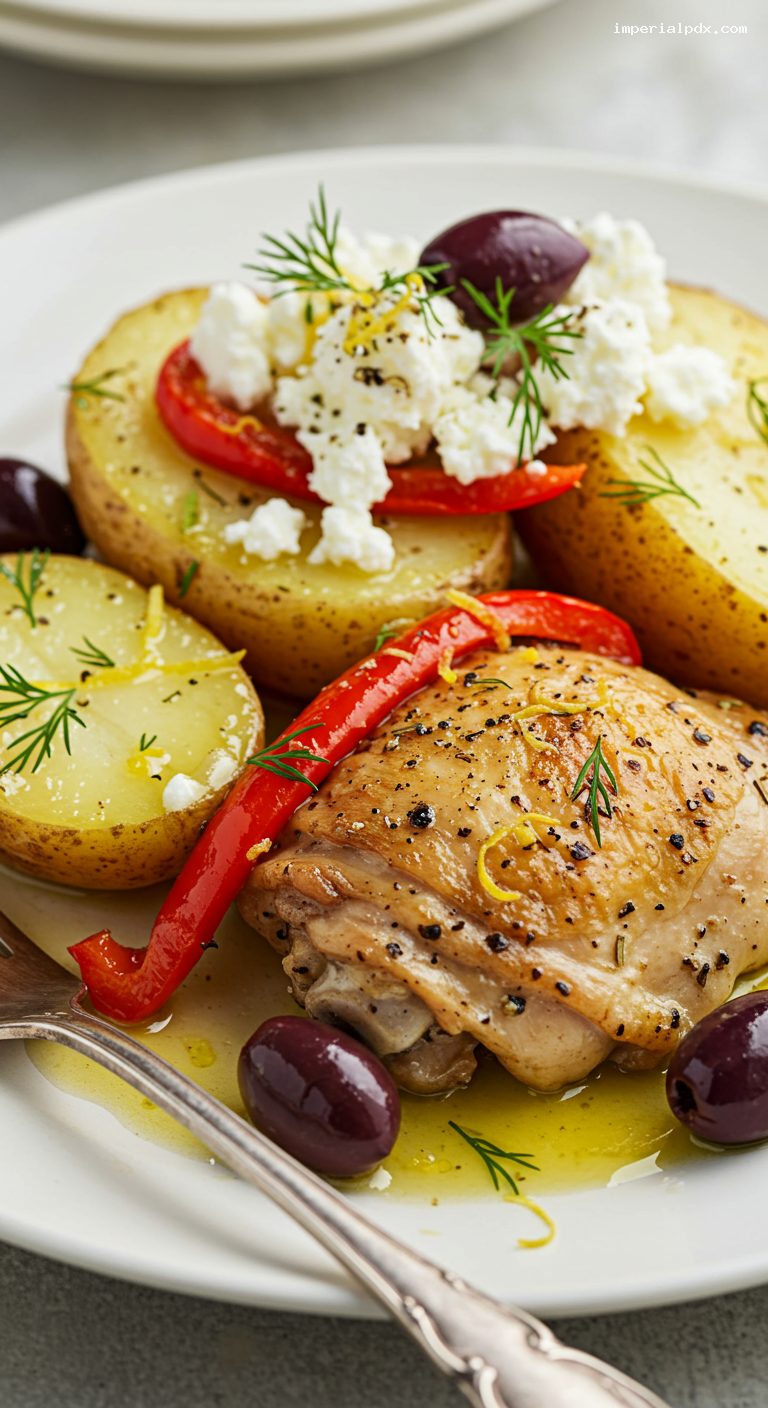 Slow Cooker Greek Lemon-Herb Chicken and Potatoes – Closeup