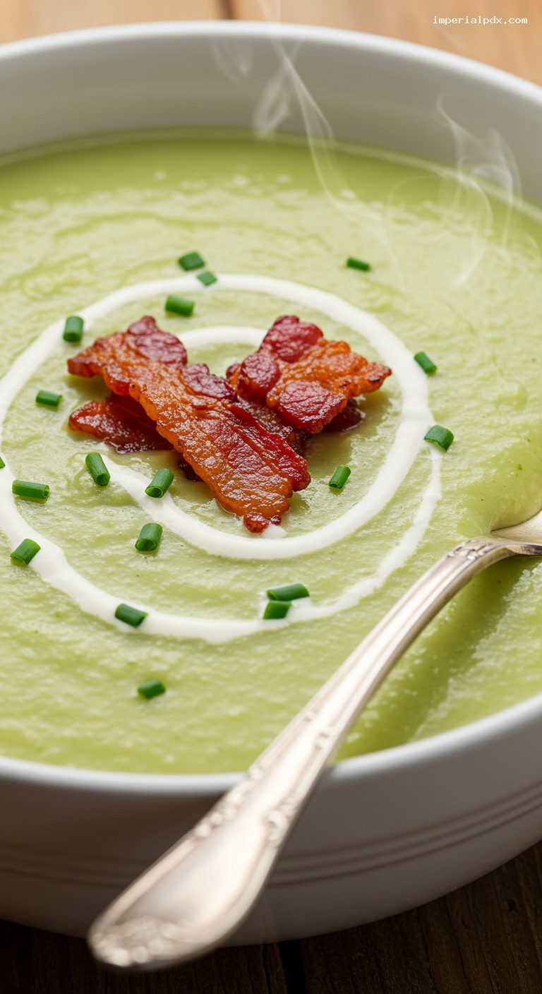 Slow Cooker Potato Leek Soup with Bacon and Chives – Closeup