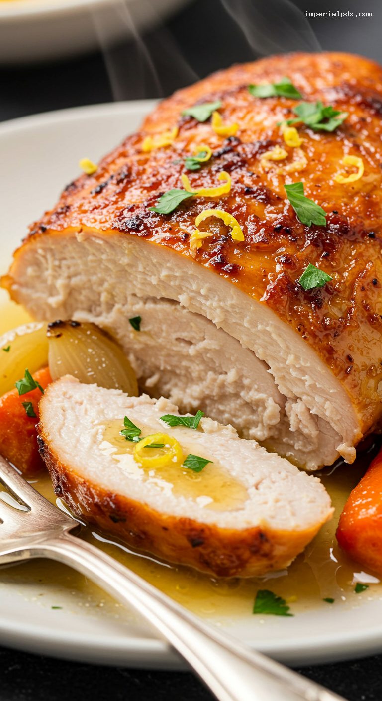 Slow Cooker Rotisserie-Style Whole Chicken with Herb Butter – Closeup