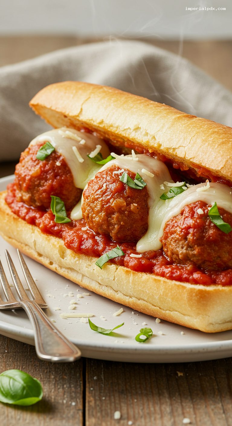 Slow Cooker Turkey Meatball Marinara Subs – Closeup
