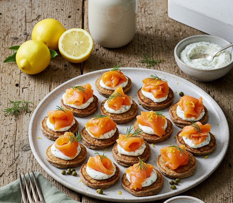 Smoked Salmon Blinis with Crème Fraîche and Dill