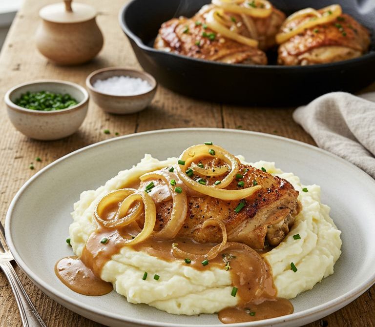 Smothered Chicken with Caramelized Onions and Gravy