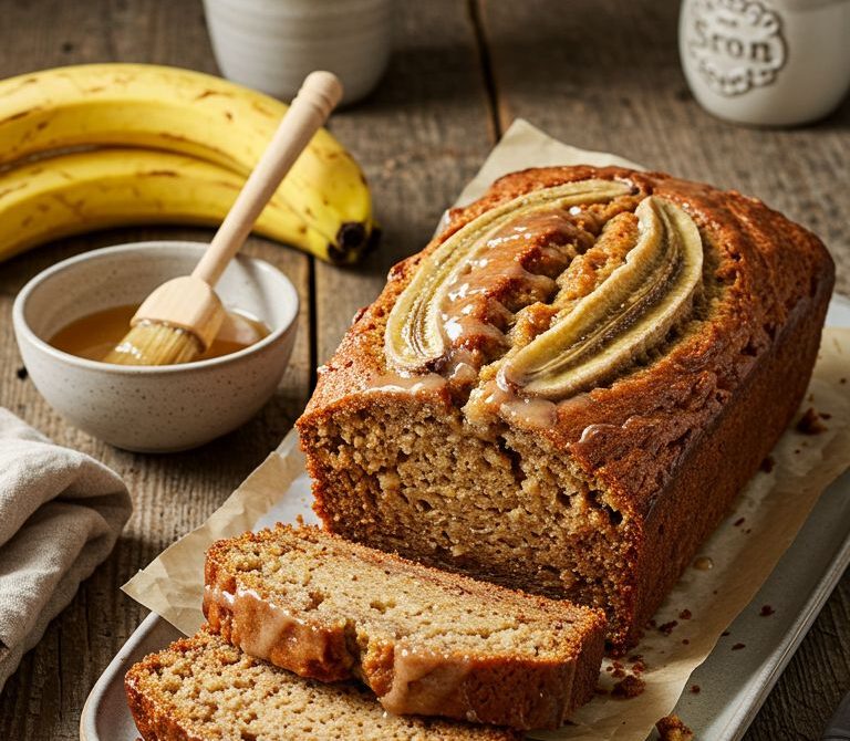 Sour Cream Banana Bread with Toasted Walnuts and Cinnamon
