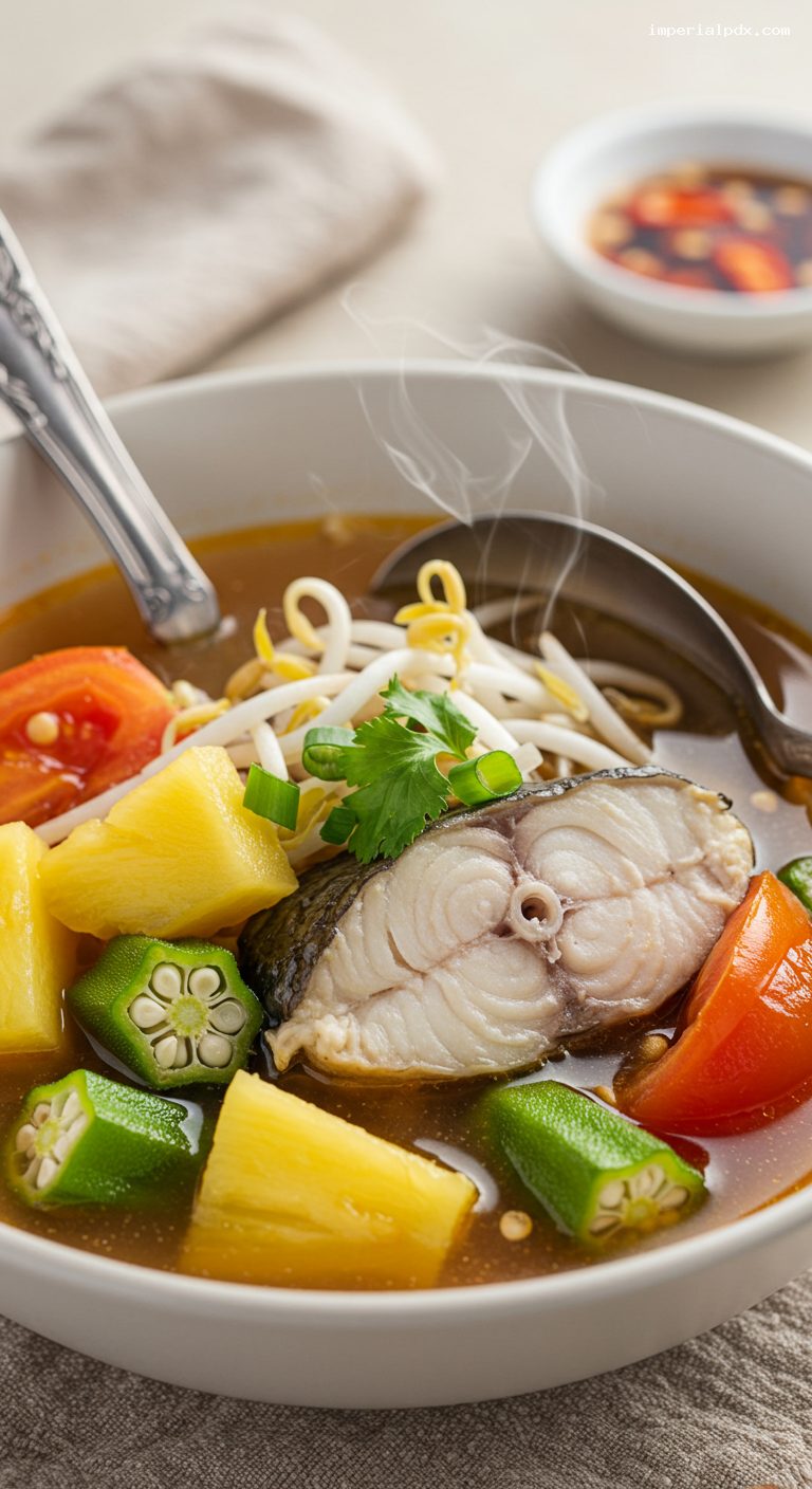 Southern-Style Canh Chua Cá (Vietnamese Sour Fish Soup) – Closeup