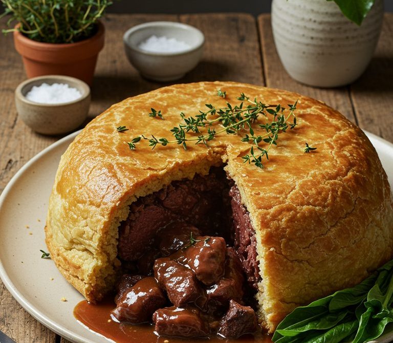 Steak and Kidney Pudding with Rich Ale Gravy