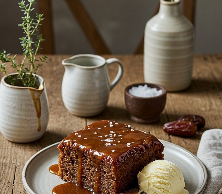 Sticky Toffee Pudding with Vanilla Ice Cream