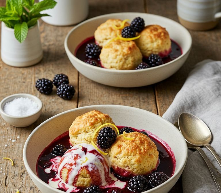 Stovetop Blackberry Dumplings with Lemon