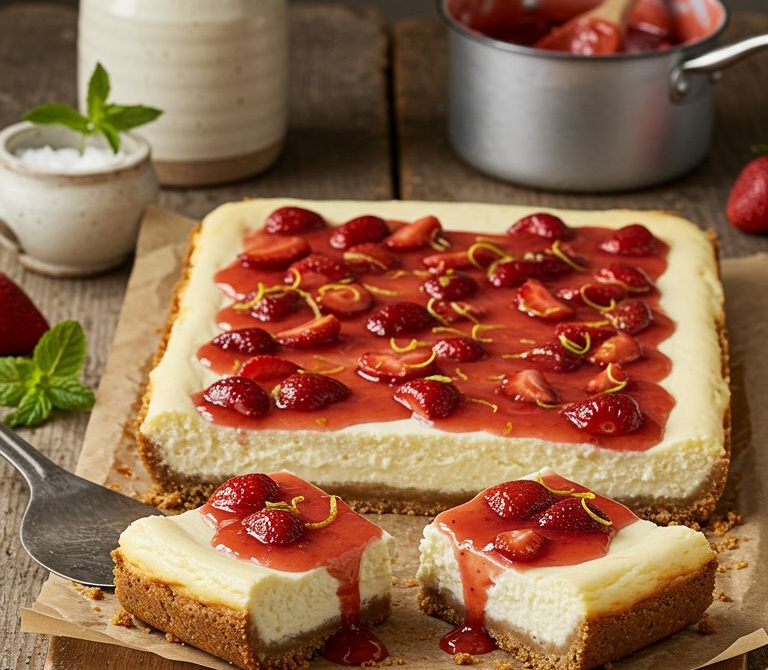 Strawberry Cheesecake Bars with Graham Cracker Crust