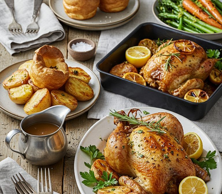 Sunday Herb-Roasted Chicken Dinner with All the Trimmings