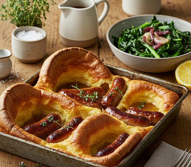 Toad in the Hole with Red Onion Gravy