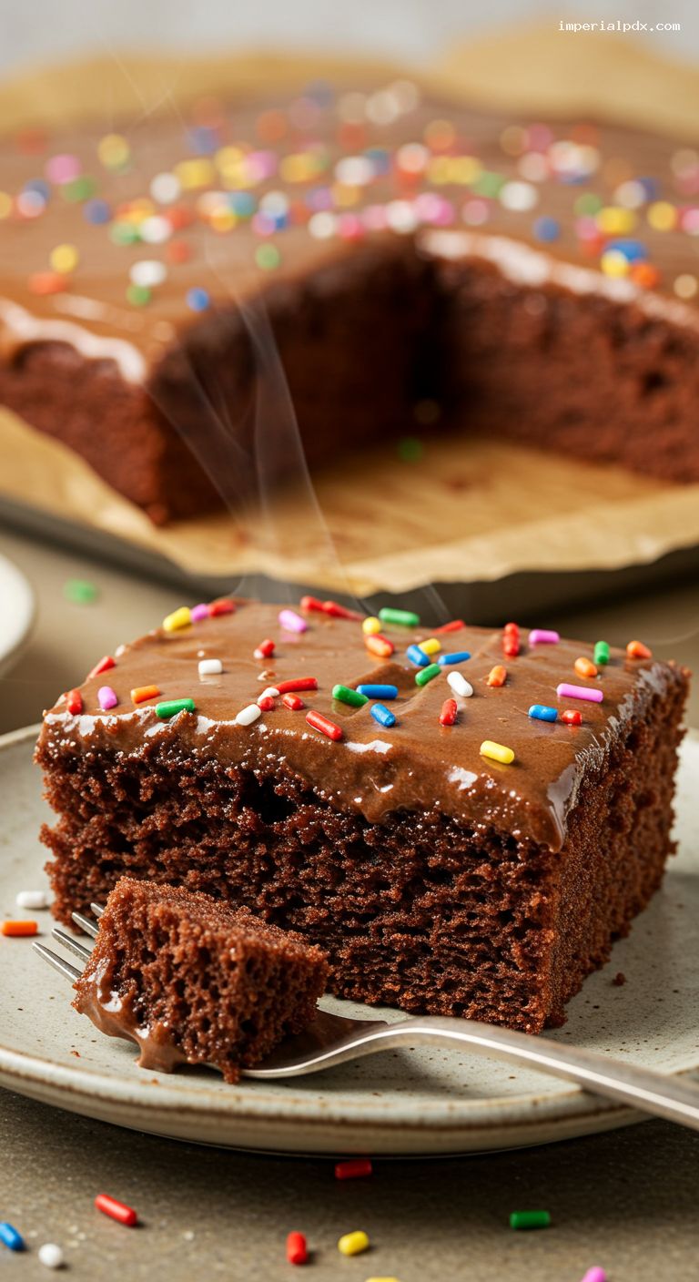 Ultra-Moist Chocolate Mayonnaise Sheet Cake with Espresso Glaze – Closeup