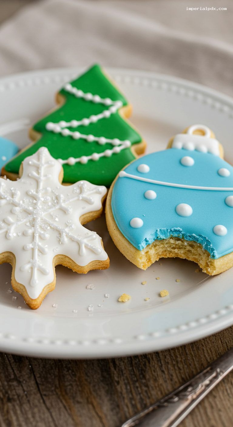 Vanilla-Almond Cut-Out Sugar Cookies with Royal Icing – Closeup