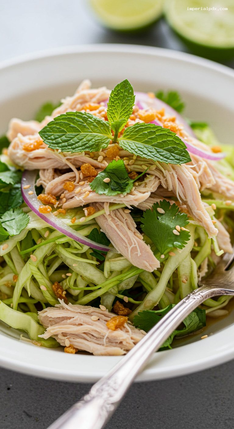 Vietnamese Chicken and Cabbage Slaw (Goi Ga) – Closeup