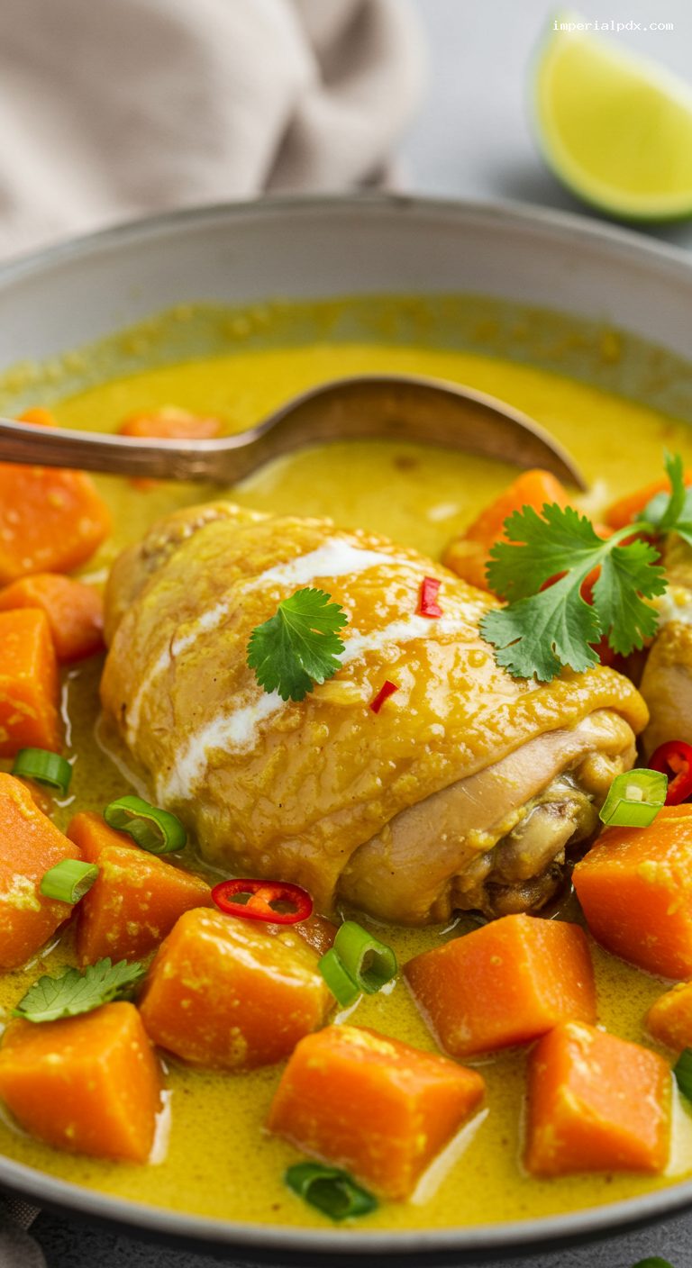 Vietnamese Chicken Curry with Lemongrass and Coconut Milk – Closeup