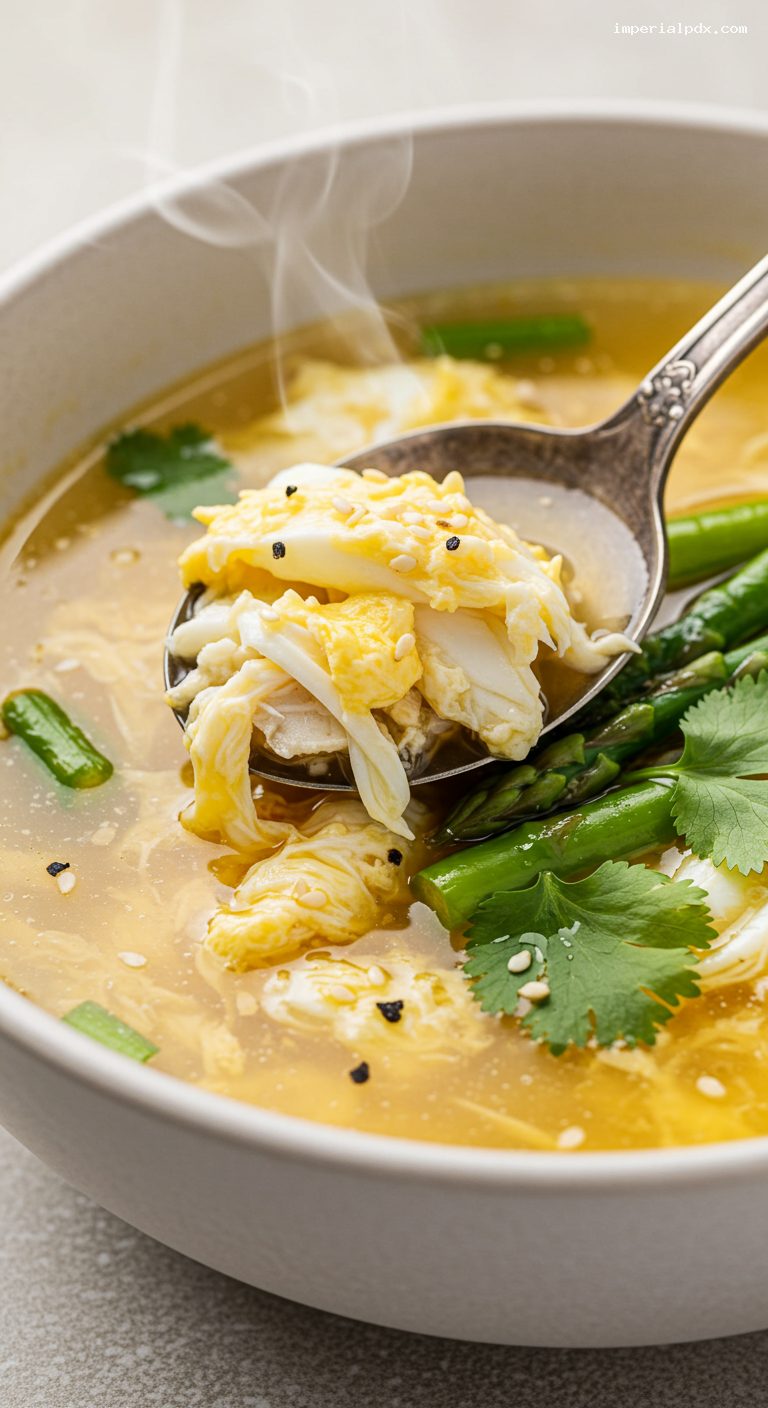 Vietnamese Crab and Asparagus Soup (Sup Mang Cua) – Closeup