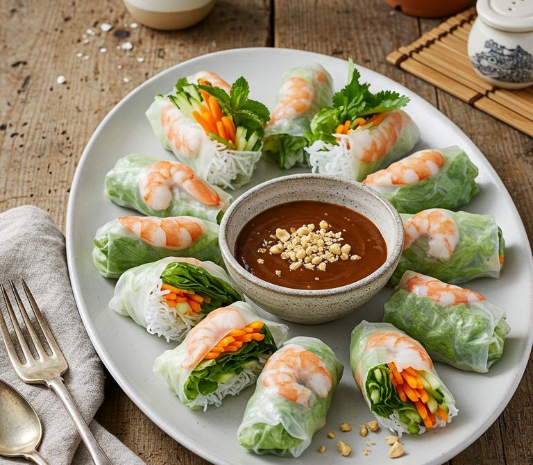 Vietnamese Fresh Spring Rolls with Peanut-Hoisin Sauce