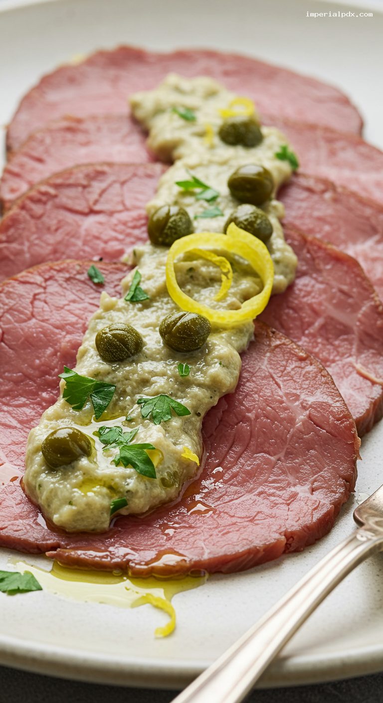 Vitel Toné: Roast Beef with Silky Tuna-Caper Sauce – Closeup