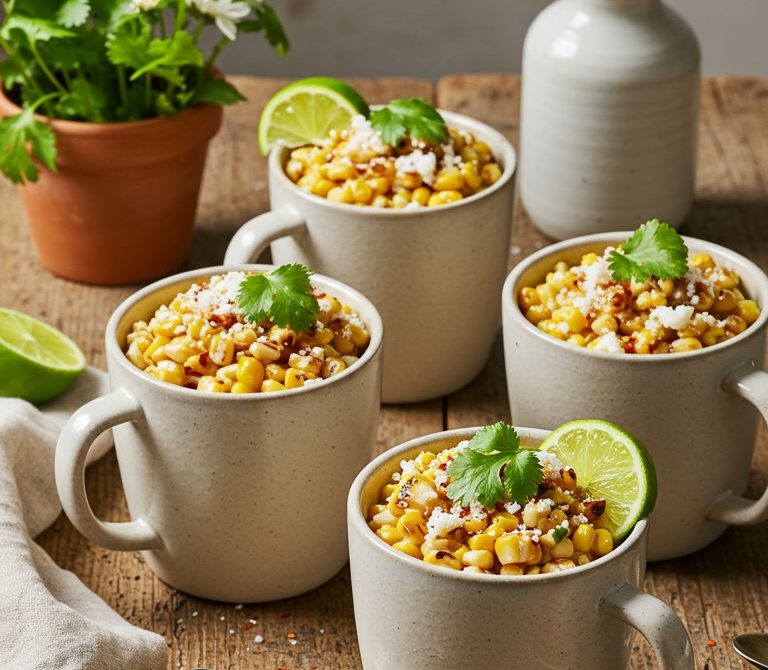 Warm Esquites in a Cup with Lime and Cotija