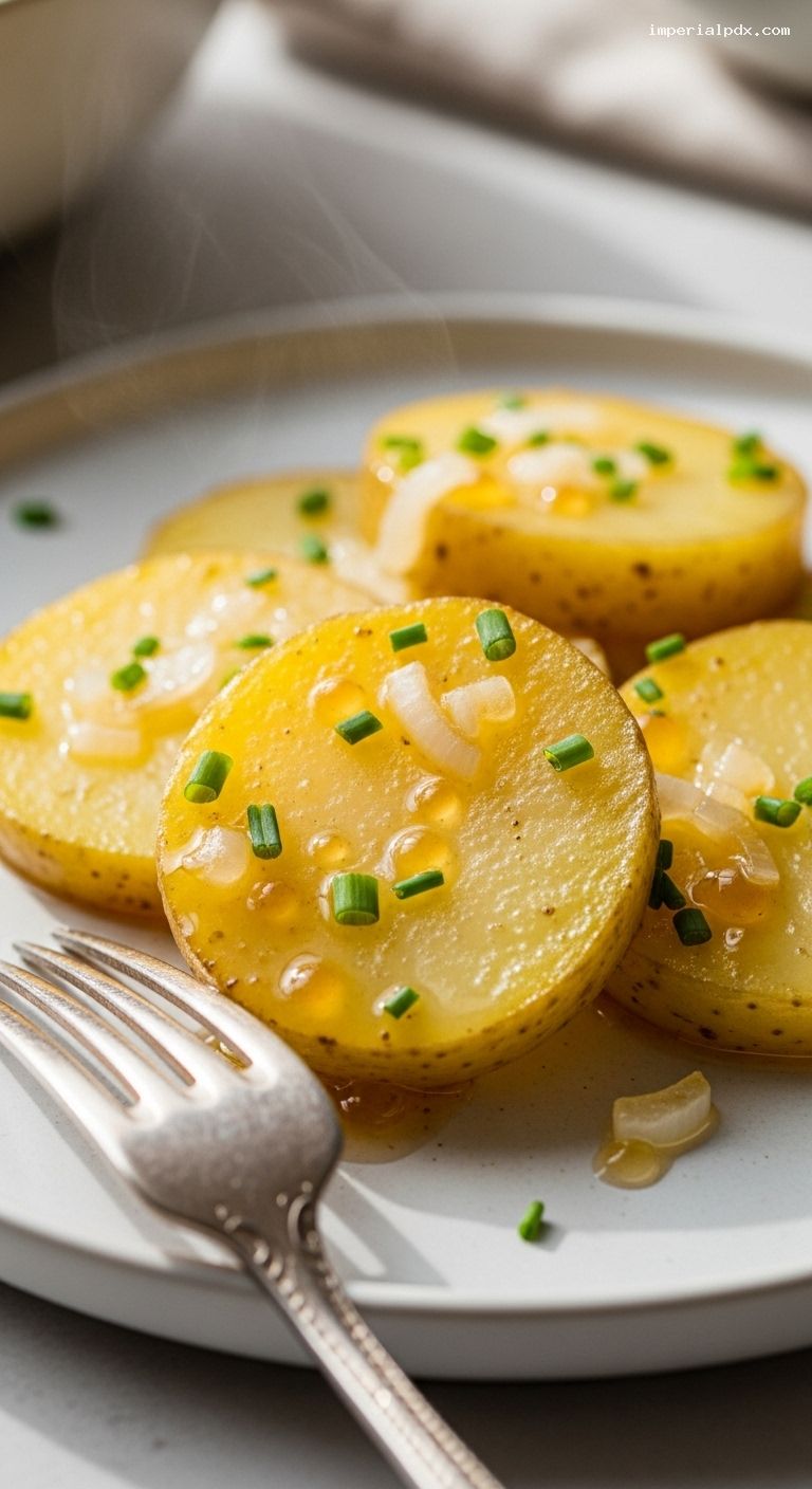 Warm Swabian Potato Salad with Mustard and Chives – Closeup