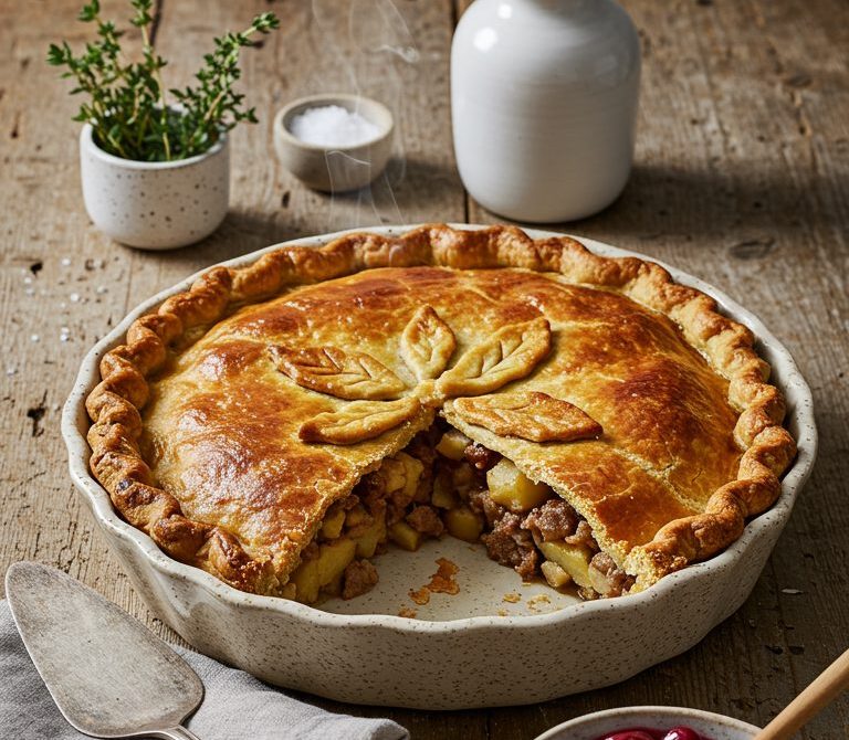 Warmly Spiced Tourtière with Cranberry Relish