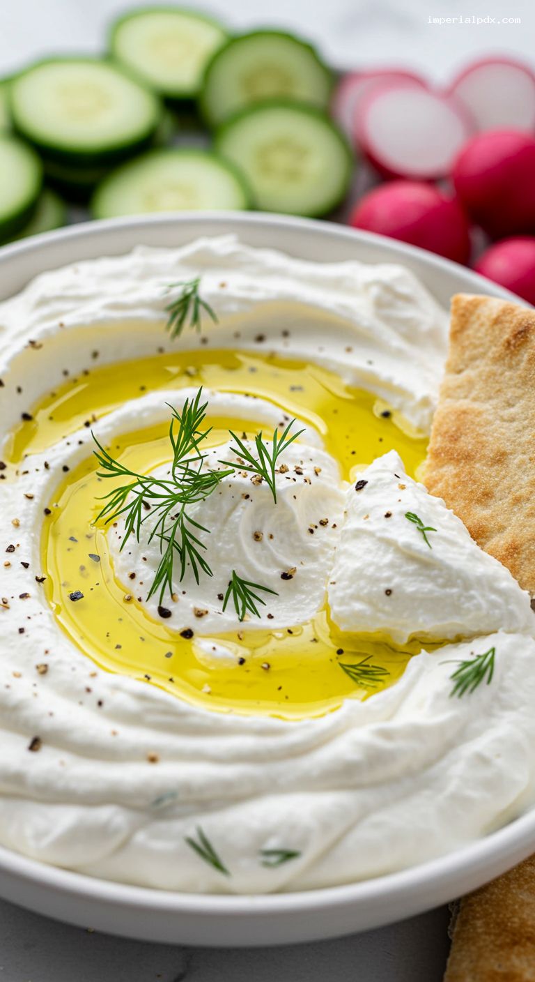 Whipped Feta Snack Board with Pita and Veggies – Closeup