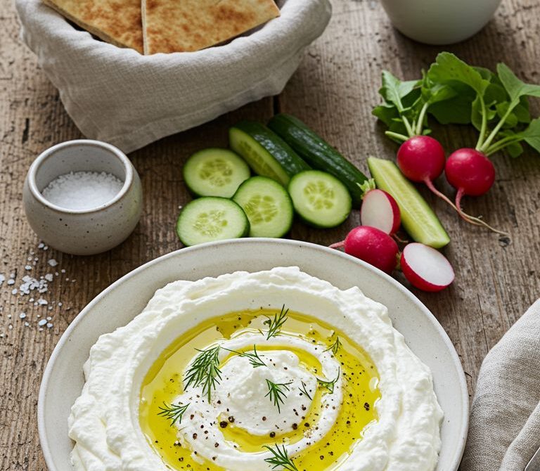Whipped Feta Snack Board with Pita and Veggies