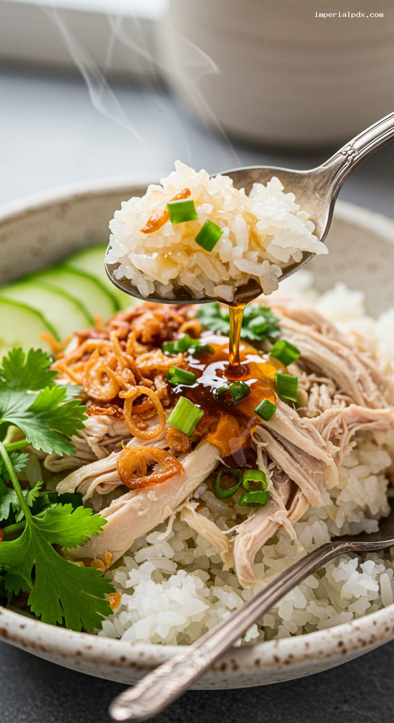 Xoi Ga: Savory Sticky Rice with Shredded Chicken – Closeup