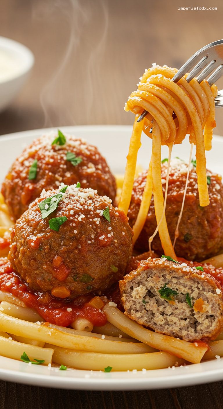 Albóndigas con Tuco in Tomato–Red Wine Sauce – Closeup