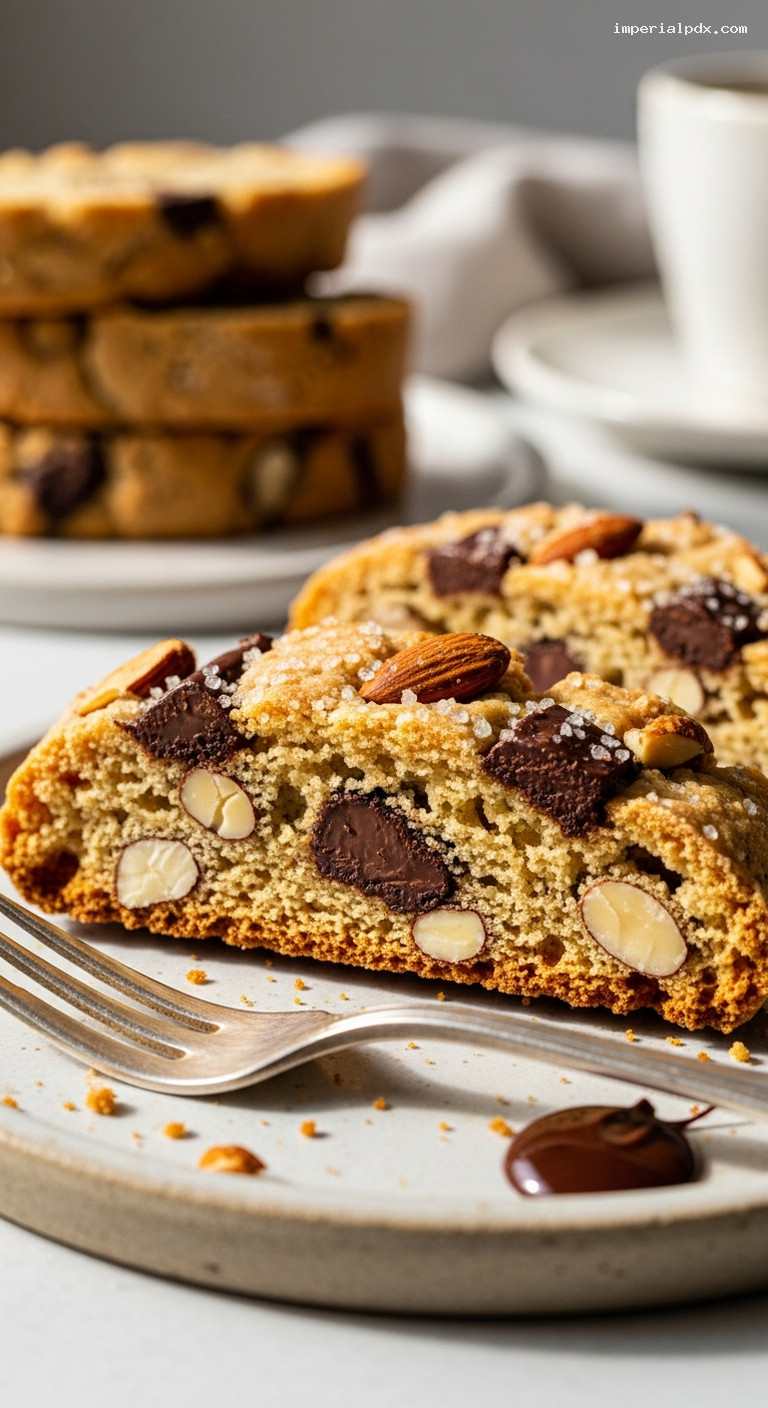 Almond and Dark Chocolate Biscotti – Closeup