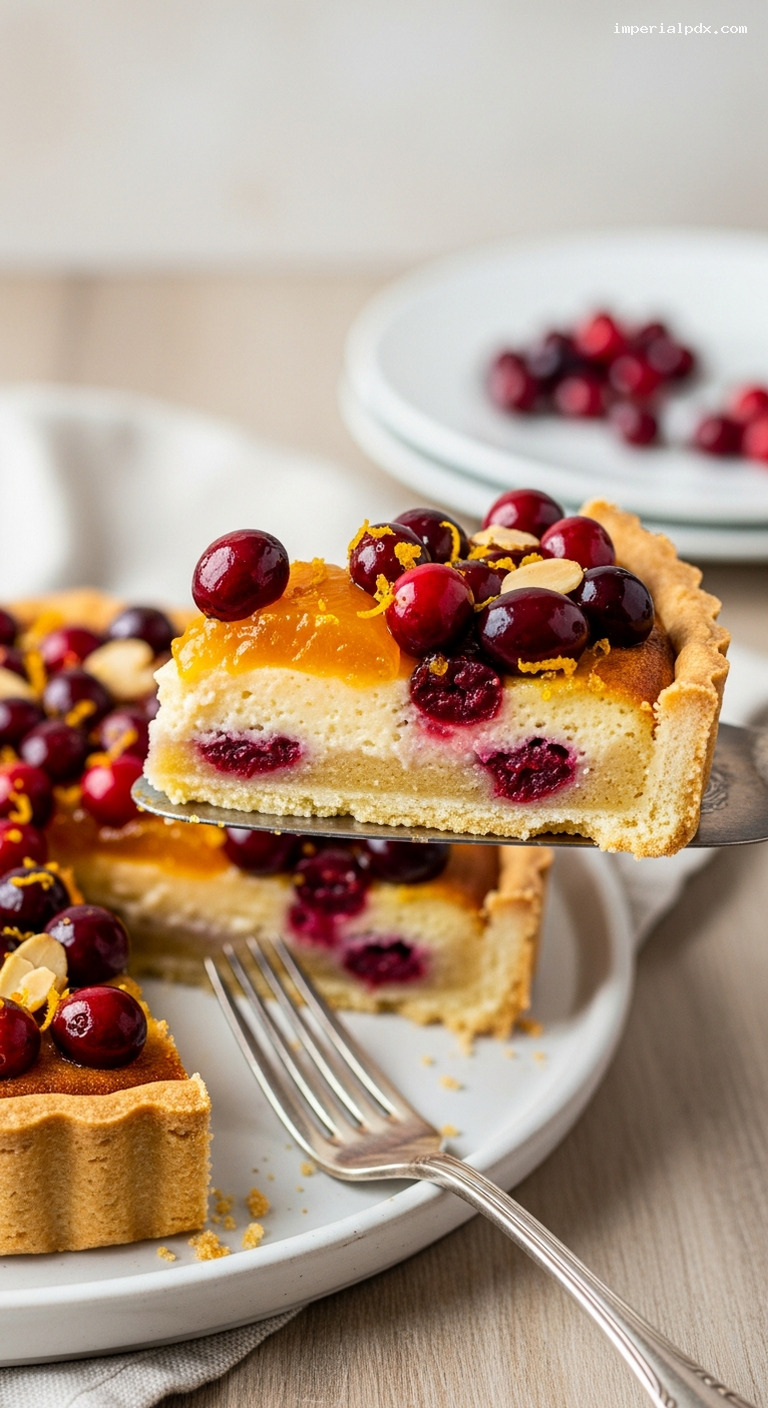Almond Cranberry Tart with Apricot Glaze – Closeup