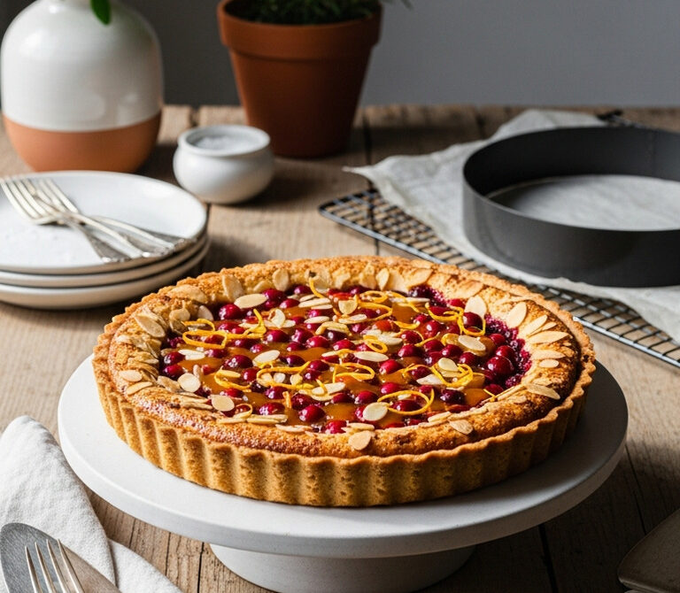 Almond Cranberry Tart with Apricot Glaze