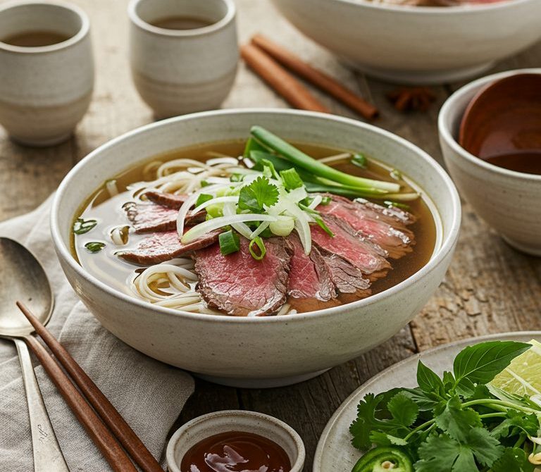 Aromatic Pho with Chicken or Beef and Fresh Herbs