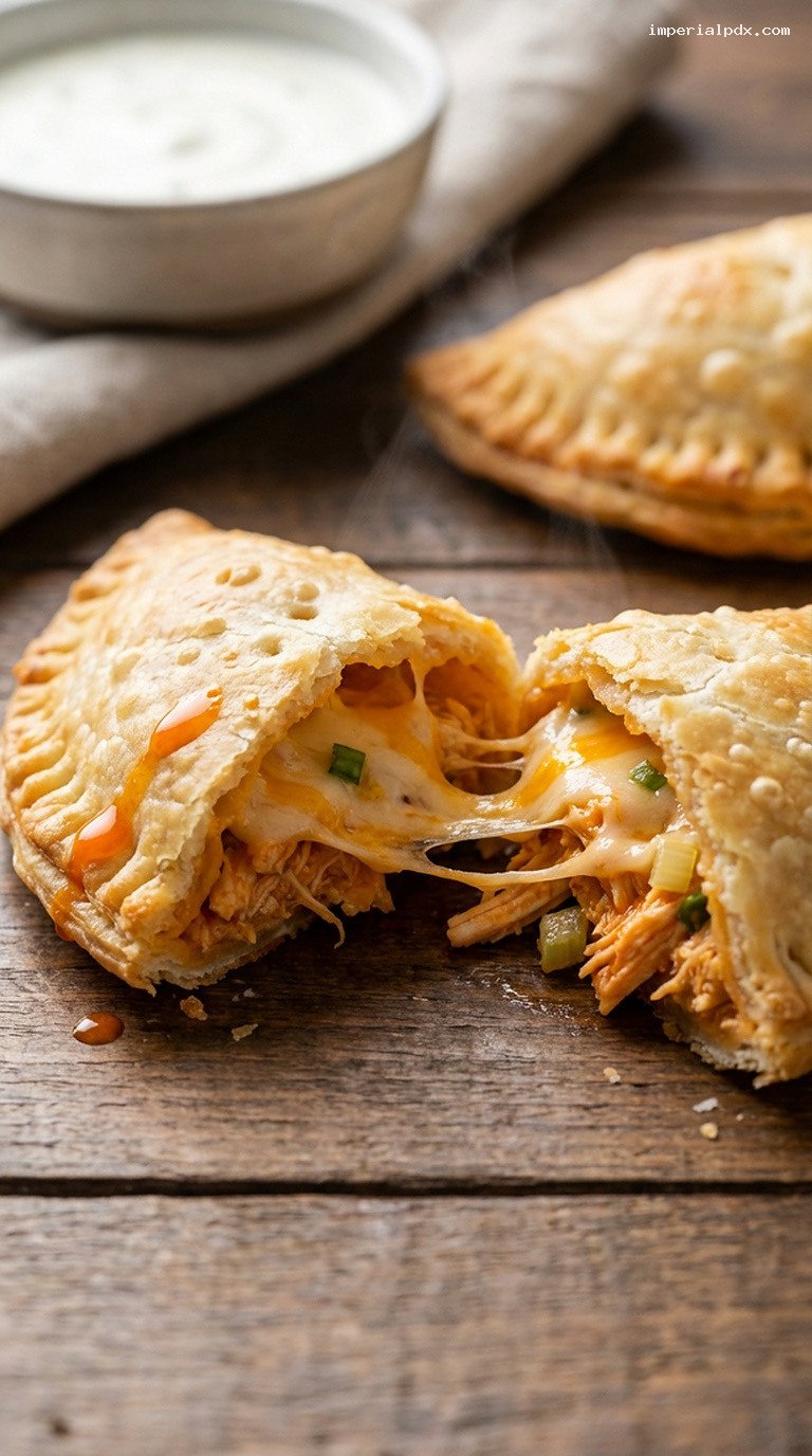 Baked Buffalo Chicken Empanadas With Cheese Filling – Closeup