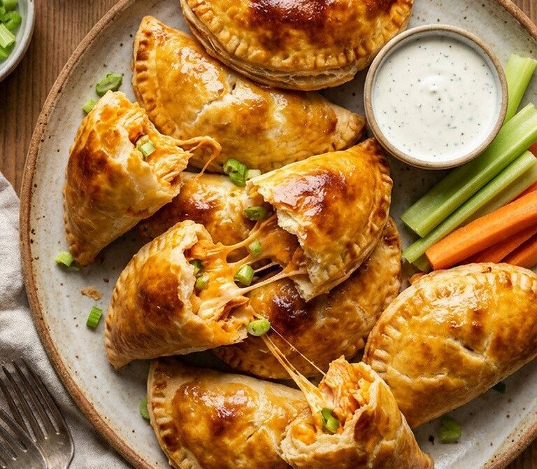 Baked Buffalo Chicken Empanadas With Cheese Filling