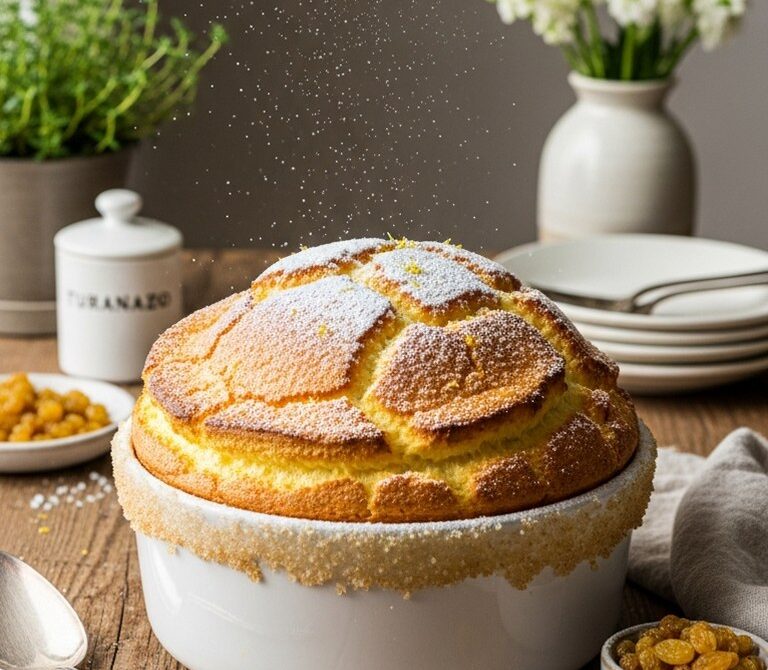 Baked Rice Pudding Soufflé with Golden Crust