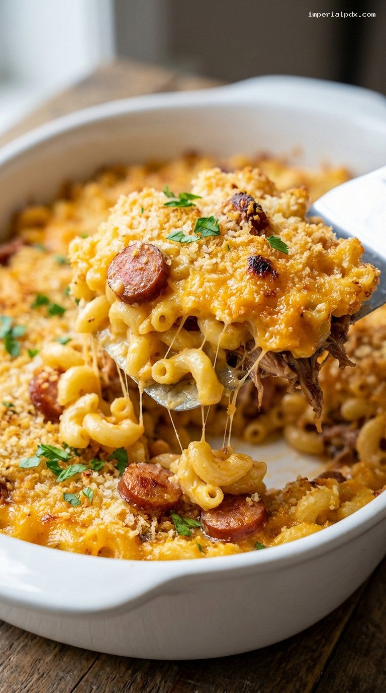 Baked Stovetop Mac and Cheese with Buttery Breadcrumbs – Closeup