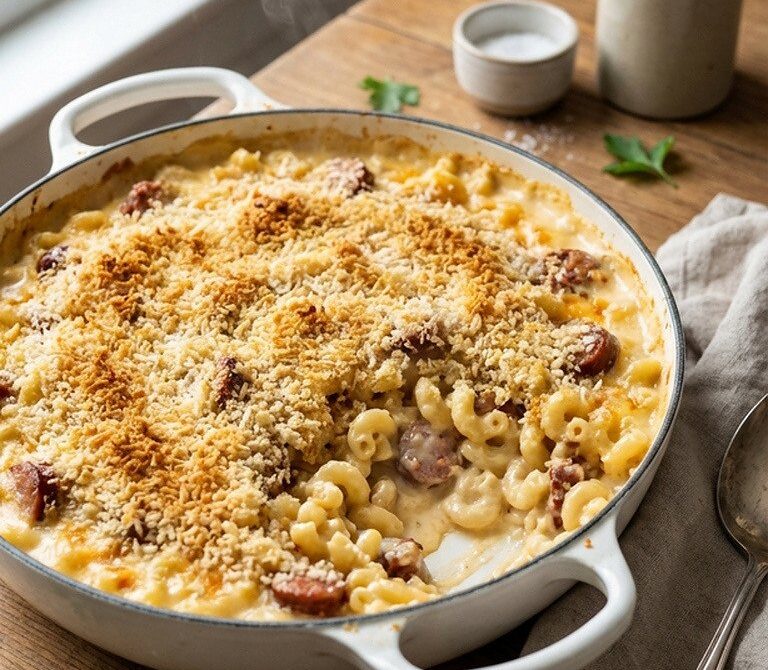 Baked Stovetop Mac and Cheese with Buttery Breadcrumbs