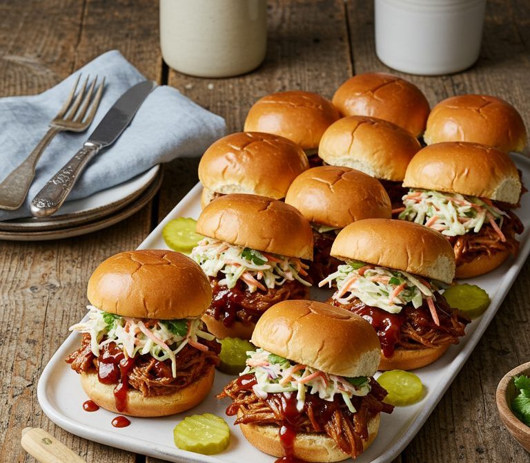 BBQ Pulled Pork Sliders with Tangy Slaw